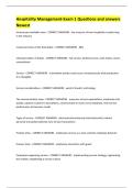 Hospitality Management-Exam 1 Questions and answers Newest 