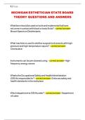 MICHIGAN ESTHETICIAN STATE BOARD THEORY QUESTIONS AND ANSWERS 