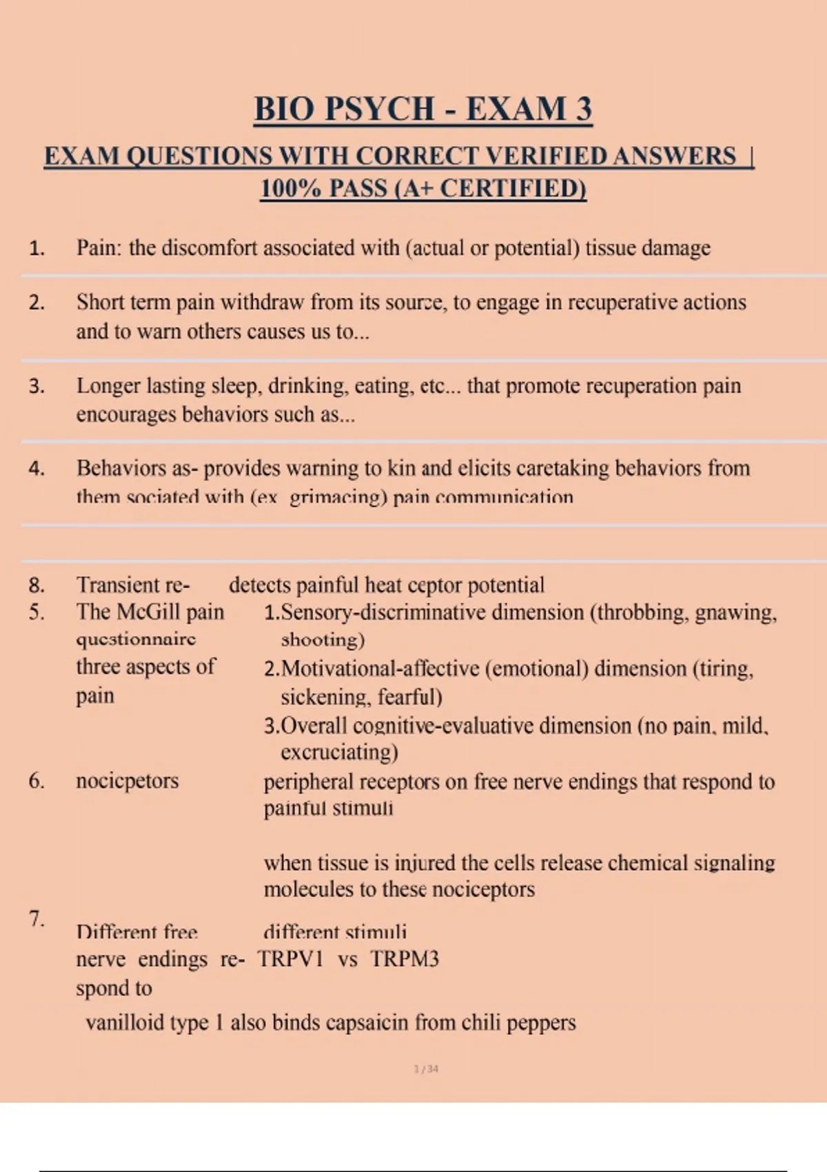 BIO PSYCH - EXAM 3 EXAM QUESTIONS WITH CORRECT VERIFIED ANSWERS | 100% ...