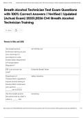 Breath Alcohol Technician Test Exam Questions with 100&percnt; Correct Answers &vert; Verified &vert; Updated &lpar;Actual Exam&rpar; 20252026 CMI Breath Alcohol Technician Training