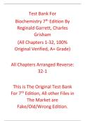 Test Bank Biochemistry 7th Edition By Reginald Garrett&comma; Charles Grisham