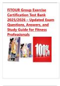 FiTOUR Group Exercise  Certification Test Bank  2025&sol;2026 &ndash; Updated Exam  Questions&comma; Answers&comma; and  Study Guide for Fitness  Professionals