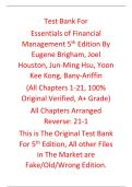 Test Bank Essentials of Financial Management 5th Edition By Eugene Brigham&comma; Joel Houston&comma; Jun-Ming Hsu&comma; Yoon Kee Kong&comma; Bany-Ariffin