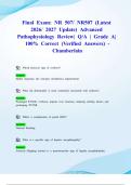 Final Exam&colon; NR 507&sol; NR507 &lpar;Latest 2026&sol; 2027 Update&rpar; Advanced Pathophysiology Review&vert; Q&sol;A &vert; Grade A&vert; 100&percnt; Correct &lpar;Verified Answers&rpar; -Chamberlain