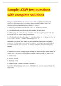 Sample LCSW test questions with complete solutions