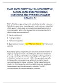 LCSW EXAM AND PRACTICE EXAM NEWEST ACTUAL EXAM COMPREHENSIVE QUESTIONS AND VERIFIED ANSWERS GRADED A&plus; 