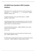 DH HIPPA Exam Questions With Complete Solutions&period;