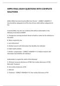 HIPPA FINAL EXAM QUESTIONS WITH COMPLETE SOLUTIONS