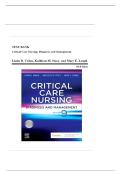 Test Bank for Critical Care Nursing&colon; Diagnosis and Management 9th Edition By Linda D&period; Urden&semi; Kathleen M&period; Stacy&semi; Mary E&period; Lough Chapter 1-41 Complete Guide A&plus;