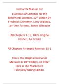 Instructor's Manual Essentials of Statistics for the Behavioral Sciences 10th Edition By Frederick Gravetter&comma; Larry Wallnau&comma; Lori-Ann Forzano&comma; James Witnauer