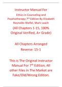 Instructor's Manual Ethics in Counseling and Psychotherapy 7th Edition By Elizabeth Reynolds Welfel&comma; Mark Leach