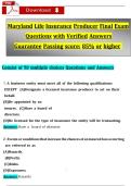 Maryland Life Insurance Producer Final Exam Questions with Verified Answers Guarantee Passing score&colon; 85&percnt; or higher 