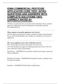 IOWA COMMERCIAL PESTICIDE APPLICATOR CORE TEST- INTRO QUESTIONS AND ANSWERS WITH COMPLETE SOLUTIONS 100&percnt; CORRECT RATED A&plus;