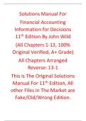 Solutions Manual Financial Accounting Information for Decisions 11th Edition By John Wild