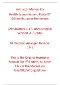  Instructor's Manual Health Economics and Policy 8th Edition By James Henderson