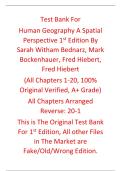 Test Bank Human Geography A Spatial Perspective 1st Edition By Sarah Witham Bednarz&comma; Mark Bockenhauer&comma; Fred Hiebert&comma; Fred Hiebert