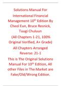 Solutions Manual International Financial Management 10th Edition By Cheol Eun&comma; Bruce Resnick&comma; Tuugi Chuluun