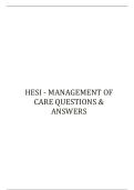 HESI - MANAGEMENT OF CARE QUESTIONS & ANSWERS