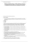 PSYCH 1X03&vert;Psychology 1X03 All Practice Quizzes COMBINED &lpar;Exam Review&rpar; McMaster University