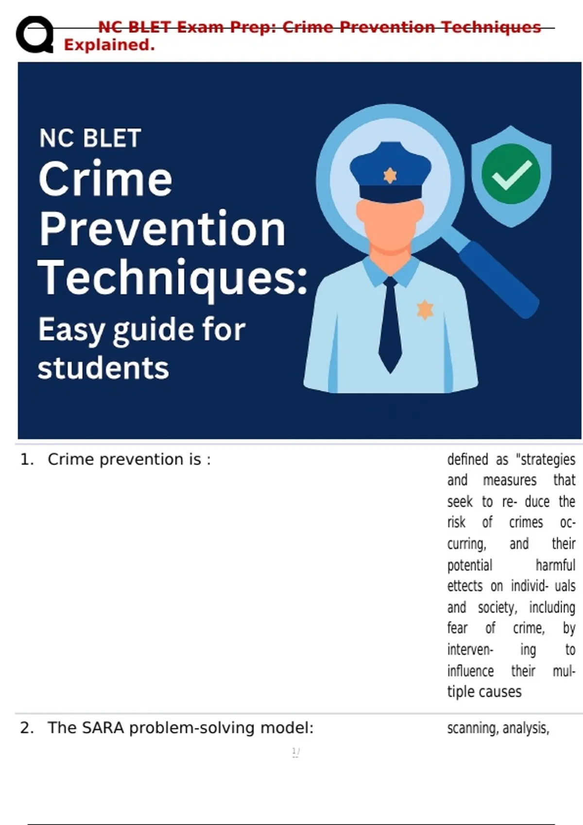 NC BLET Exam Prep: Crime Prevention Techniques Explained - Nc blet ...