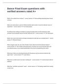 Dance Final Exam questions with verified answers rated A&plus;