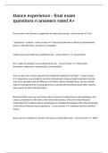 Dance experience - final exam questions n answers rated A&plus;