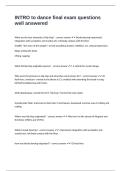 INTRO to dance final exam questions well answered