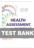 TEST BANK FOR Health Assessment in Nursing Seventh&comma; North American Edition by Janet R Weber &comma; Jane H Kelley ISBN&colon; 978-1975161156 COMPLETE GUIDE 100 &percnt; VERIFIED A&plus; GRADE ASSURED &excl;&excl;&excl;&excl;&excl;LATEST UPDATE &excl;&excl;&excl;&excl;GUARANTEED SUCCESS&excl;&excl;&excl;&excl;&excl;&excl;&excl;