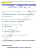 Operation supply Chain management Questions  with Detailed Verified Answers