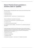 Dance Practice Exam questions n answers rated A&plus; updated