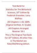 Test Bank Statistics for The Behavioral Sciences 10th Edition By Frederick Gravetter&comma; Larry  Wallnau