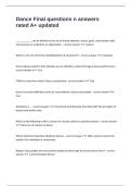 Dance Final questions n answers rated A&plus; updated