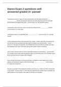 Dance Exam 2 questions well answered graded A&plus; passed
