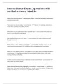 Intro to Dance Exam 1 questions with verified answers rated A&plus;