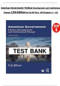 American Government&colon; Political Development and Institutional Change&comma; 12th Edition &ndash; Cal Jillson &vert; Complete Solution Manual Chapters 1&ndash;16 &vert; Verified