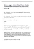 Dance Appreciation Final Exam Study Guide questions and correct answers rated A&plus;