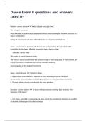 Dance Exam II questions and answers rated A&plus;