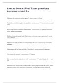 Intro to Dance&colon; Final Exam questions n answers rated A&plus;