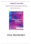 Applied Pharmacology for the Dental Hygienist &lpar;9th Edition&comma; Elena Bablenis Haveles&rpar; Complete Test Bank with Questions and Answers for All Chapters