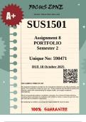 SUS1501 Assignment 8 PORTFOLIO Semester 2&lpar;590471&rpar;&vert;COMPREHENSIVE ANSWERS&vert;- DUE 18 October 2025