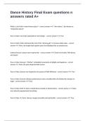 Dance History Final Exam questions n answers rated A&plus;