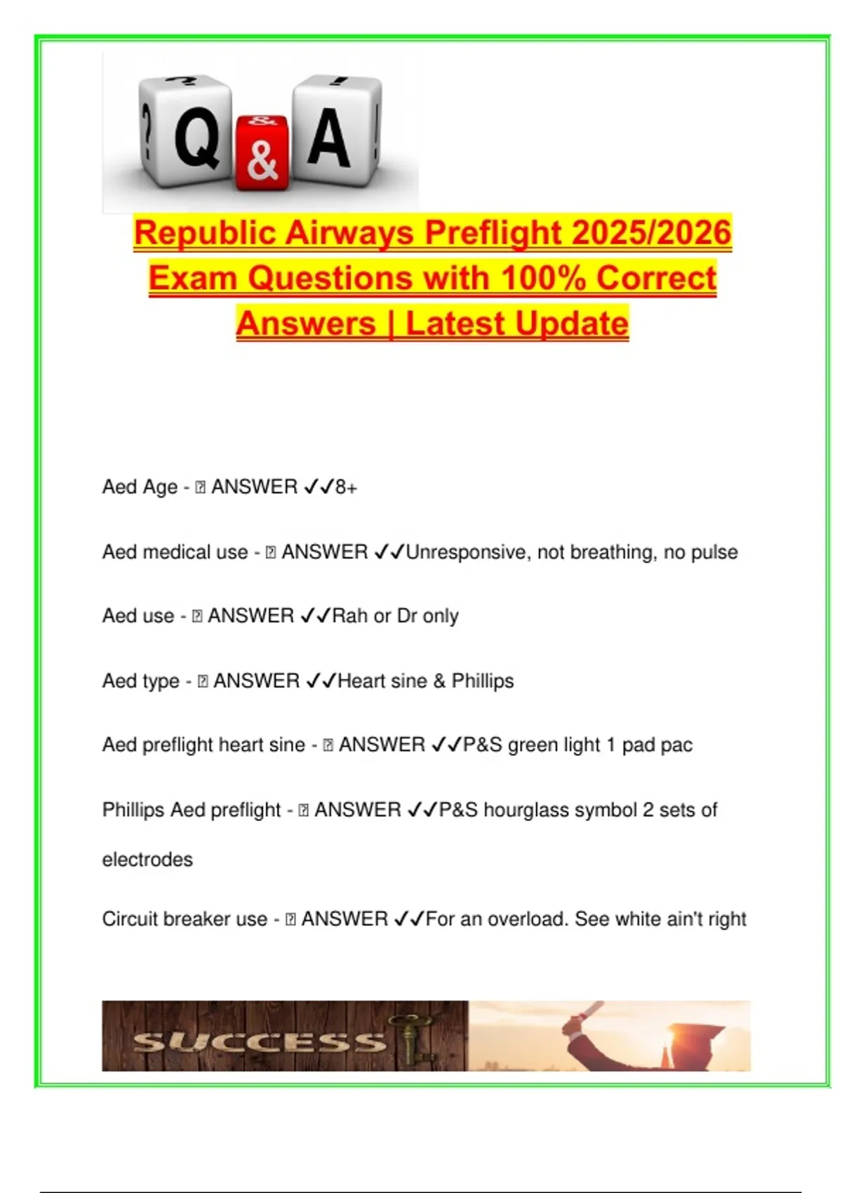 Pre Flight Questions Republic Airways Preflight Exam Guide 2025/2026 | 100+ Verified ...