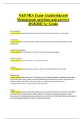 NAB NHA Exam &ndash; Leadership and Management &vert; Questions & Answers &vert; 2024&sol;2025 &vert; Verified Latest Solutions &vert; Graded A&plus;