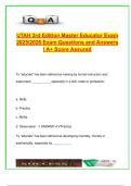 UTAH 3rd Edition Master Educator Certification Exam &vert; 2025&sol;2026 &vert; 180&plus; Solved Questions & Verified Answers &vert; Complete Guide for Teaching Methodology&comma; Classroom Management & Learner-Centered Instruction