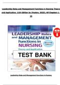 Leadership Roles and Management Functions in Nursing&comma; 11th Edition &ndash; Marquis & Huston &vert; Complete Test Bank Chapters 1&ndash;25 &vert; Latest 2025 Verified Version