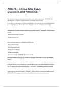 ABSITE - Critical Care Exam Questions and Answers