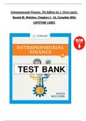 Solution Manual &ndash; Entrepreneurial Finance&comma; 7th Edition by J&period; Chris Leach & Ronald W&period; Melicher &vert; Chapters 1&ndash;16 &plus; Capstone Cases