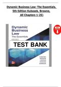 Solution Manual &ndash; Dynamic Business Law&colon; The Essentials&comma; 5th Edition &vert; Kubasek & Browne &vert; Chapters 1&ndash;25 Complete