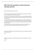 MCI Test Set questions well answered already passed