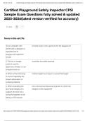 Certified Playground Safety Inspector CPSI Sample Exam Questions fully solved & updated 2025-2026&lpar;latest version verified for accuracy&rpar;